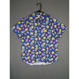 Minions Hawaiian Shirt All Over Print Blue Button Down Collared Men’s Size L